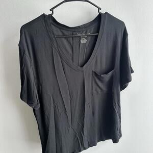 American Eagle Shirt Women's Medium Black Soft & Sexy V Neck Short Sleeve Top